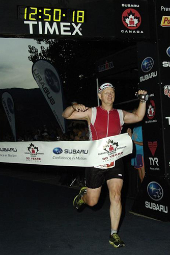 Sean finishing Ironman Canada, 2012